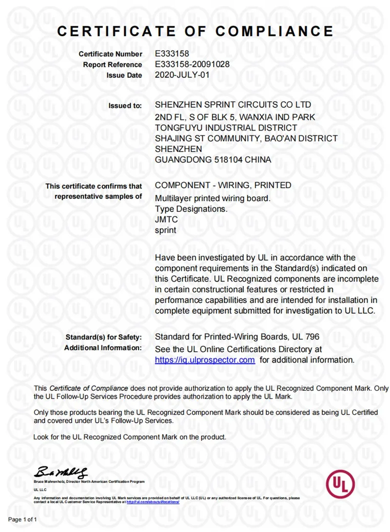 Fabricante de PCB con certificación UL